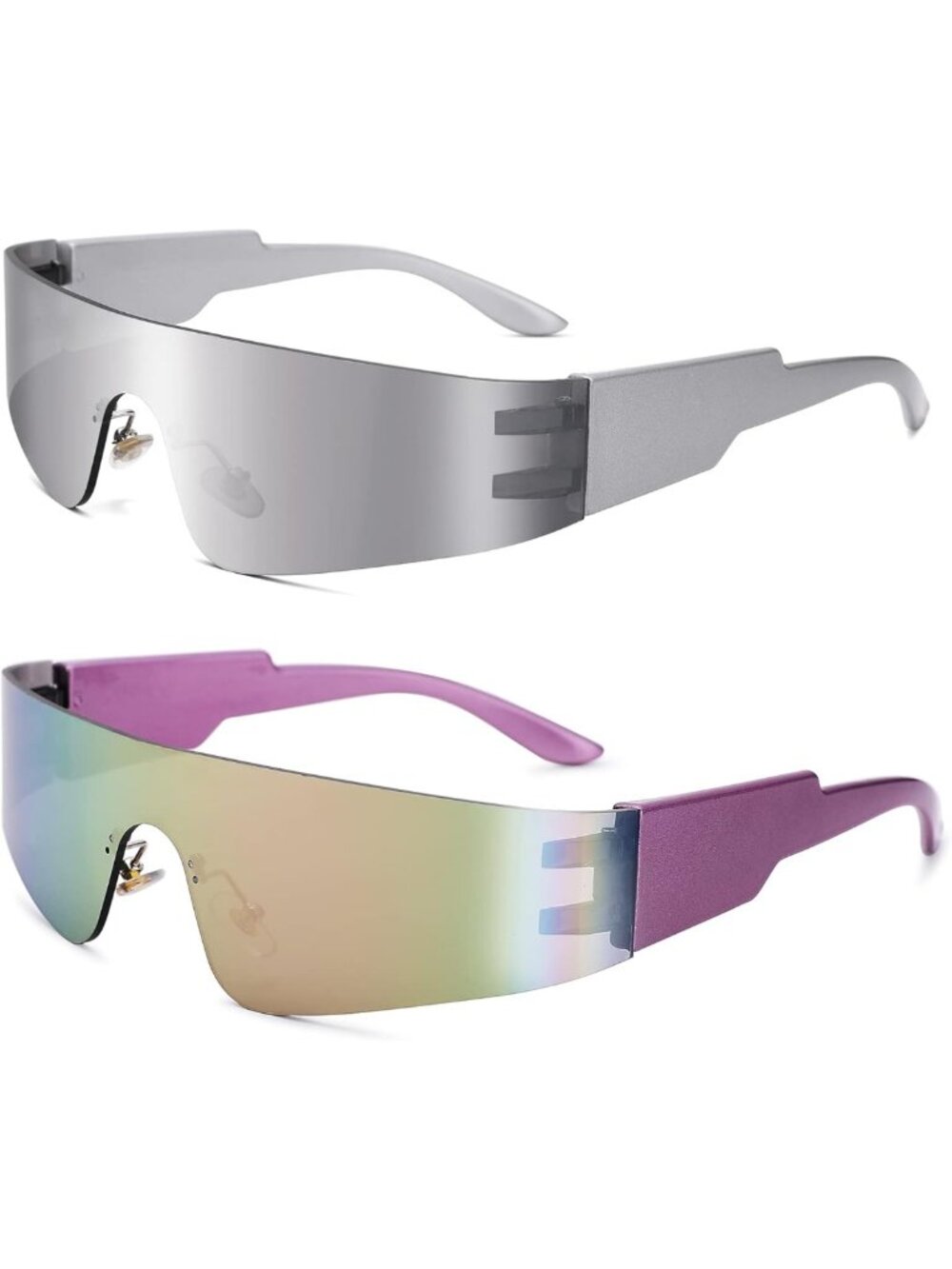 Trendy Rimless Wrap Around Sunglasses for Women & Men | Y2K Futuristic Flat Top